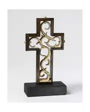 Stunning Umber Hardwood Wedding Unity Cross® with Vintage Ivory Color; Unit