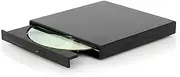 gingo External CD DVD Drive Player, USB Slim Portable CD-ROM DVD+/-RW Drive Recorder CD Burner Reader Writer Optical Disk for PC Laptop Notebook Computer with 2 Safe Interface & 2 Cables Black