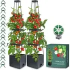 MYMULIKE Raised Garden Bed Planter Box with Trellis, 58” Tomato Cage Planter ...