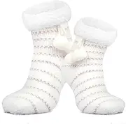 [HERA BEAUTY] Warm Fuzzy Socks for Women, Womens Slipper Socks with Grippers, Warm Slipper Socks for Women, Cozy Sherpa House Socks