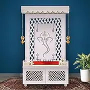 Deckrate Wooden Temple White LED Light for Home and Office|Home Temple|Puja Mandir|Wall Hanging & Table Top Home Mandir (DESIGN 39) (36 X 24 X 16 INCH)