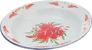 NAMOARLY Enamel Fruit Bowl Pasta Stainless Fruit Basket Rattan White Enamel Dish Board Pie Tins Divided Snack Serving Dish Basket Sashimi Tray Wire Basket Dish Rack Cake Plate Platter