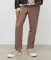 NEW Allsaints Envira Cropped Tapered Leg Pants 32 Mens Brown Linen Tallis $250