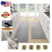 Cushioned Kitchen Runner Mats - Set of 2, Machine Washable & Stain Resistant