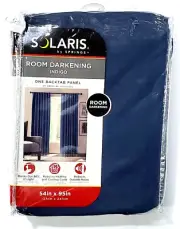 Solaris Springs Room Darkening Indigo One Back Tab Panel 54x95in Block Light