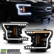 2018-2020 Ford F150 Halogen Black Smoke Switchback LED Tube Projector Headlights (for: Ford)
