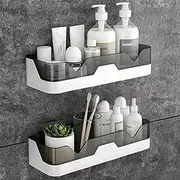 Havenry 2-Piece Shower Caddy - Plastic Bathroom Organiser/Shower Shelf - Rust Proof Suction Storage Solution - Easy Installation - Ideal for Shampoo, Soap, Shower Accessories - Durable & Space-Saving