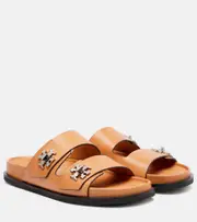 [Tory Burch] Tory Burch Turnlock leather slides UK 7 brown