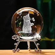 IFOLAINA 3D Cat Themed Gifts for Women Decor for Cat Lovers Cat Mom Crystal Ball Cat Related Sympathy Figurines Presents Cat Decorative Globe Decor with Stand