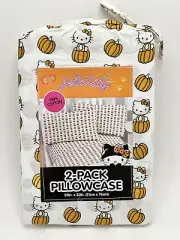 Hello Kitty Halloween Pumpkin Set Of 2 Standard Pillowcases Cotton NEW