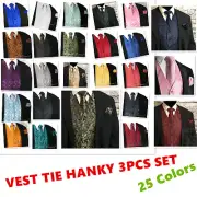 New Style Men's Paisley Dress Vest and Neck Tie Hankie Set For Suit or Tuxedo