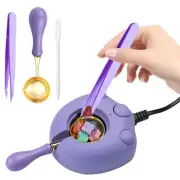 Electric Wax Seal Warmer, Purple Wax Seal Warmer Kit with Spoon and Tweezers Gre
