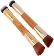 Healvian 2pcs Double Ended Blush Makeup Brush Set Dual Ended Cosmetics Brush Makeup Tool for Foundation Contouring Highlighting