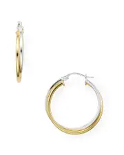Aqua Double Tube Hoop Earrings in 18K Gold-Plated Sterling Silver and Sterling Silver - Exclusive