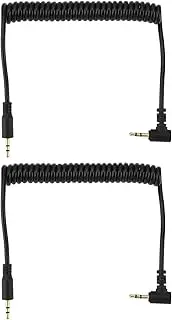 2pcs 2.5mm TRS Audio Aux Cable 3-Pole Stereo Audio Extension Cable for Camcorder Camera Camcorder Remote Headphones 90cm (Male to Male Elbow)