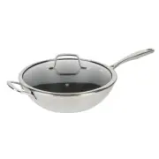 Kenmore Elite 82927.02 Luke 12 Inch Non-Stick Tri-Ply Stainless Steel Wok Glass