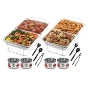 Sterno Buffet Kit - 18 Piece Disposable Chafing Dish Set with Green Canned Heat