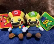 Nintendo Pokemon Center Limited Mario Pikachu Luigi Pikachu Plush doll Set Japan