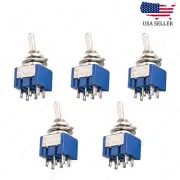 5 Pcs DPDT Blue 2 Way 6 Pin ON ON Guitar Mini Toggle Switch Car/Boat Switches