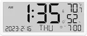 Large Digital Wall Clock,Battery Operated Alarm Clock,Hanging Digital Clock,Large Wall Clock,LCD Screen Battery Powered Large Display Wall Clock Big Digits Digital Clock for Home (B)
