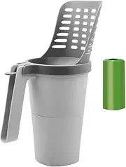 Folpus Cat Litter Poop Scooper with 8 Refill Bags Waste Can Portable Cat Litter Sifter with Holder for Cleaning Households