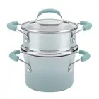 Sky Blue Classic Brights 3 Qt Hard Enamel Nonstick Steamer Set NEW