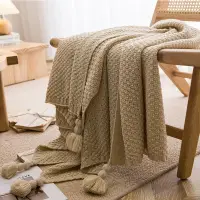在飛比找松果購物優惠-北歐復古大吊穗風格編織絨毯 沙發毯床尾巾午睡毯 (4.7折)