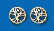 Tree Of Life Stud Earrings Yellow Solid 9ct Gold