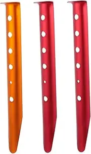 TOGEVAL 3pcs Metal Tent Pegs for Camping Durable Tent Stakes Ropes Essential Outdoor Accessory and Sky Curtains Random Color