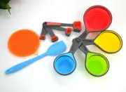 Silicone Measuring Cups Spoons set Collapsible 10pcs baking tool spatula pad