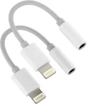 iPhone AUX Lightning to 3.5mm Adapter for Headphone Jack Dongle Splitter Cable(2