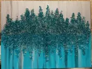 ~Aqua and Silver~✨Glitter Crushed/Broken Glass, Canvas Painting, Abstract Art