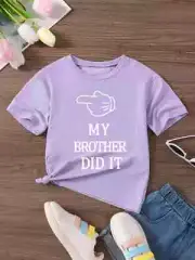 My Brother Did It ... Funny Girls/Boys T-shirt - 3-4 years - Purple