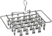 Trrcylp Clothes Drying Racks Clip Hangers Metal with 28 Clips Windproof Hook Underwear Hanger Foldable Laundry Clip for Socks Bras (Grey)