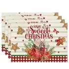 4PCS Xmas Trees Snow Pink Christmas Placemats Winter Table Mats for Kitchen7774