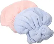 Vaguelly 2Pcs Coral Fleece Hair Drying Hat Bowknot Water Absorbent Towel Wrap Quick Dry Hair Caps Thicken Design for Minimal Frizz and Breakage Comfortable and Durable