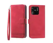 Flip Leather Wallet Case for Redmi Note 10 Pro - Red