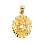 14K Yellow Gold Lion Pendant For Chain