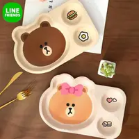 在飛比找momo購物網優惠-【LINE FRIENDS】熊大熊美陶瓷分格餐盤 可微波(兒