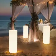 LED Color Cylinder Light Pillar - Glowing Centerpiece/Path Lights - Wireless