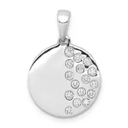 Solid 14k White Gold 1/4ct. Simulated CZ Fancy Circle Pendant