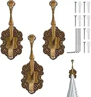 3 Pack Wall Mounted Clothes Hook, Vintage Screw Mounting Purse Hook, Decorative Metal Hat Towel Hanger for Bags Scarves Bathroom (Style 1)