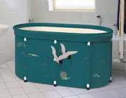 Bath Sauna Adult Folding Bathtub Bath Barrel Household Large Tub Thickened Adult Bath Tub Full Body Hot Tub Green