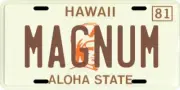 Magnum PI Tom Selleck TV Show 1980 Hawaii License plate