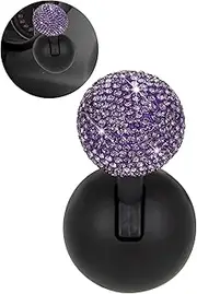 Car Push to Start Button Rocker,Upgrade Car Joystick Starter,Diamond Encrusted Joystick Ball Bar,Car Button Start Lever One Touch Start Button,for Cars Computers Coffee Machine Buttons (Purple)