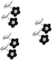 [DEARMAMY] 3 Pairs Unique Mens Suit Flower Cufflinks Tuxedo Studs Metal Jewelry for Shirts