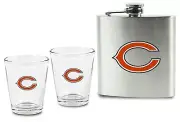 NFL Football Chicago Bears Hip Flask And 2 Glasses Shot Glasses