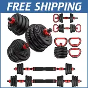 Adjustable 4-in-1 Dumbbell Set 90lbs - Barbell, Kettlebell, Push-Up Stands