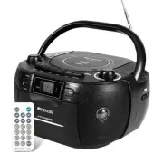 TR621 CD Player Boombox, Cassette Tape Player AM FM Radio, Stereo Sound, black