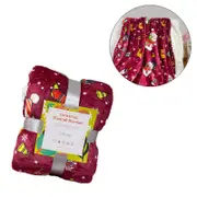 Catzon Christmas Printed Blanket Thickened Lamb Fleece Warm Nap Blanket-Snowman